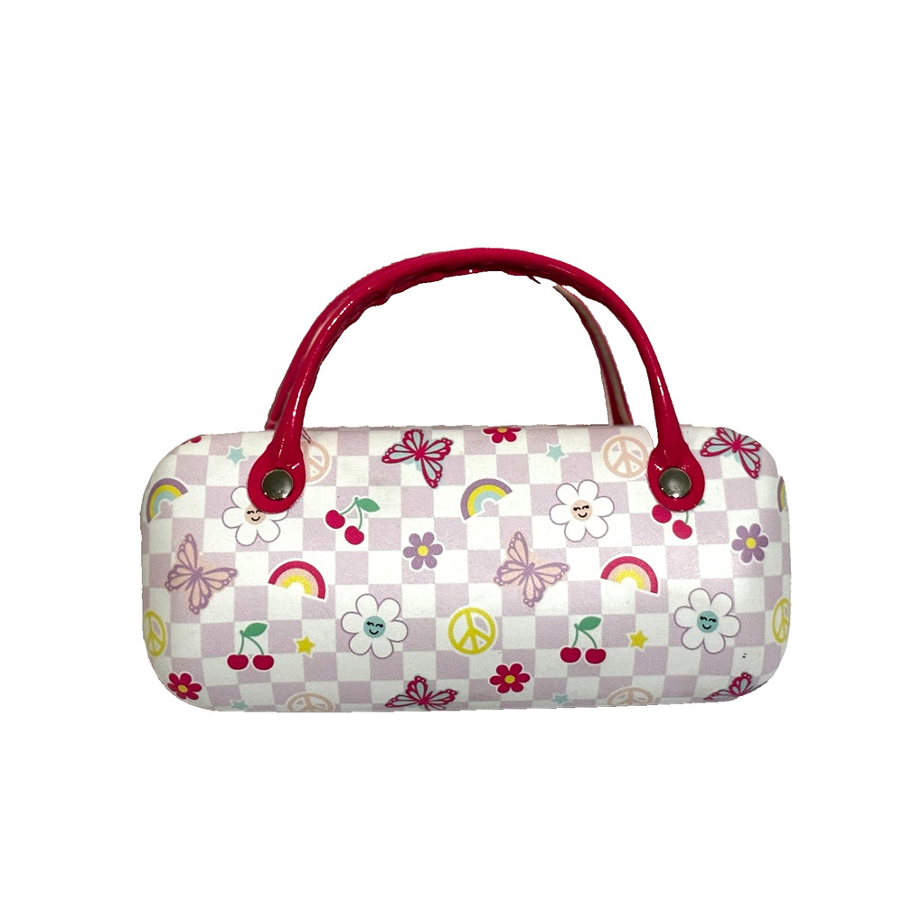 Kids‎ Glasses Hard Shell Girls Eyeglass purse case flowers butterflies rainbow